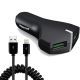 Car Charger for Samsung Galaxy S8  - Coiled Cable 2-Port USB 36W Fast - ACE38