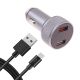Car Charger for Samsung Galaxy S8  - 6ft USB-C Cable 2-Port 24W Fast - ACE15