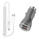  Car Charger  for Google Pixel 3a XL  - Coiled Cable   2-Port USB   36W Fast - ACK21