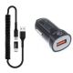  24W Fast Car Charger  for Samsung Galaxy S8  - Power Cord Micro-USB to USB-C Adapter Coiled USB Cable - ACK78