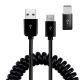 Coiled USB Cable for Samsung Galaxy A9  - Power Wire Micro-USB to USB-C Adapter Charger Cord - ACK81