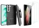 Belt Clip Case and 3 Pack Screen Protector for Samsung Galaxy S22 Ultra  - Kickstand Cover TPU Film Swivel Holster - ACZ56+3Z36