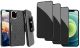 Belt Clip Case and 3 Pack Privacy Screen Protector for Apple iPhone 12 Pro  - Kickstand Cover Tempered Glass Swivel Holster - ACD13+3G28