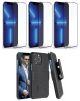Belt Clip Case and 3 Pack Screen Protector - Kickstand Cover Tempered Glass Swivel Holster - ACA12+3Z32